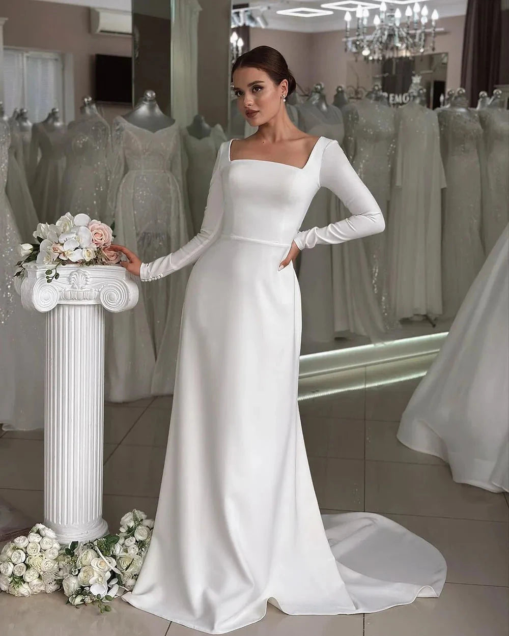 Elegant Mermaid Brides Wedding Dresses For Women Crepe Backless Bride Dress Customized Party Bridal Gown vestidos de novia Good Vibrations