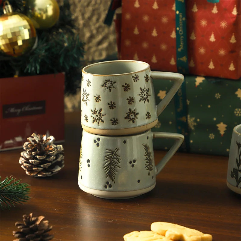 300ml Christmas Gift Creamic Mug Milk Water Cup Breastfast Coffee Mugs Office School Mugs for Drink Holiday Kitchen Drinkware Good Vibrations