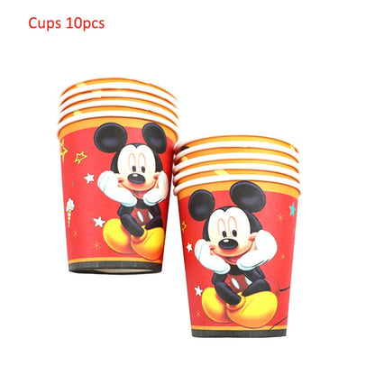 Mickey Mouse Theme Disposable Tableware Cups Plate Baby Children Birthday Party Supplies Boy Family Good Friend Party Decoration Good Vibrations