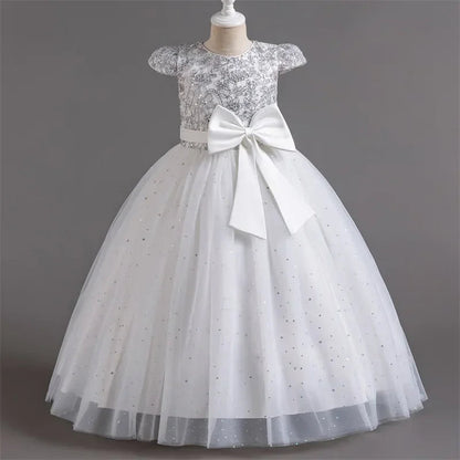 2024 Teen Girls Bridesmaid Flower Dresses for Wedding Elegant Luxury Party Sequin Lace Princess Evening Dress Birthday Prom Gown Good Vibrations