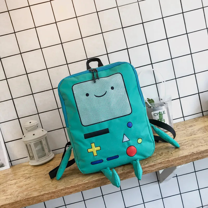 Kawaii 3D Cartoon Robot Backpack 14 Inch Canvas School Bag Fashion Unisex Student Outdoor Rucksack Cute Back To School Kids Gift Good Vibrations