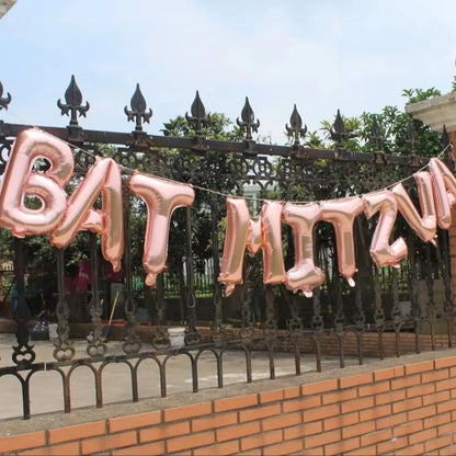 Bat Mitzvah Party Decoration Rose Gold Silver Balloons Banner Photo Booth Backdrop Bat Mitsva Decor Good Vibrations