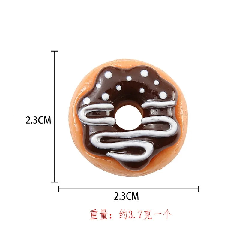 8pcs Kawaii New Cute Mini Donut Flat Back Resin Cabochons Scrapbooking DIY Jewelry Craft Decoration Embellishments Accessories Good Vibrations