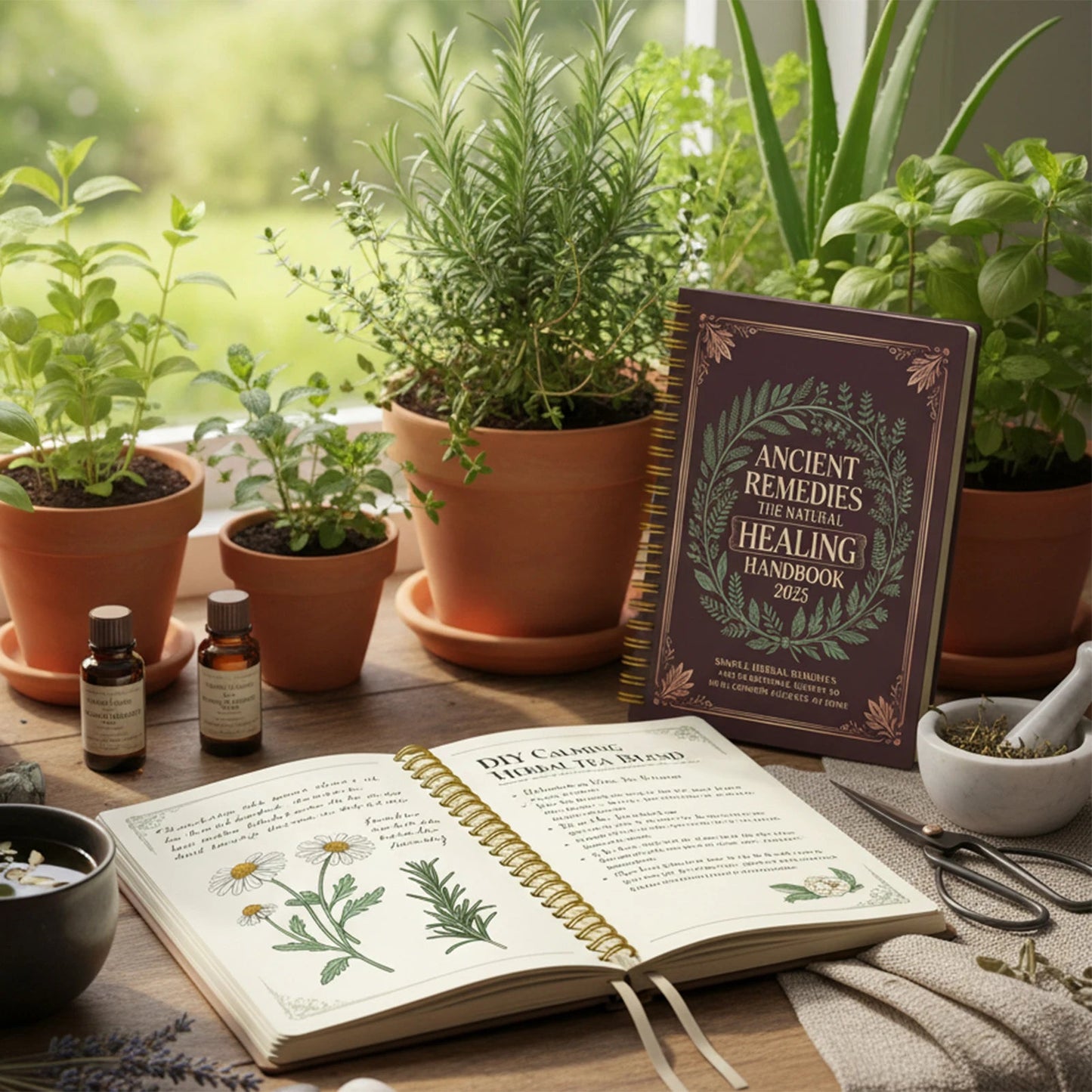 Natural Remedies Handbook with Ancient Cures for Family Health PP Cover Waterproof Notebook for Home Office Travel Gift Good Vibrations