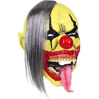 Halloween Mask -  Green Horror Clown Mask with Hair, Terrifying Halloween Costume Face Mask for Adults Party Disguise Good Vibrations