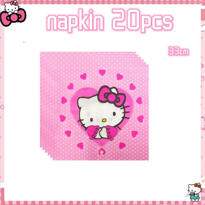 Hello Kitty Birthday Party Decoration Disposable Tableware Cup Plate Tablecloth Balloons Baby Shower Girls Party favors Supplies Good Vibrations