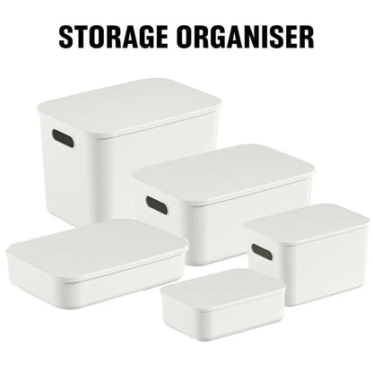 New Home Container Stackable Storage Box Organizer Container With Lid Cover Plastic Good Vibrations
