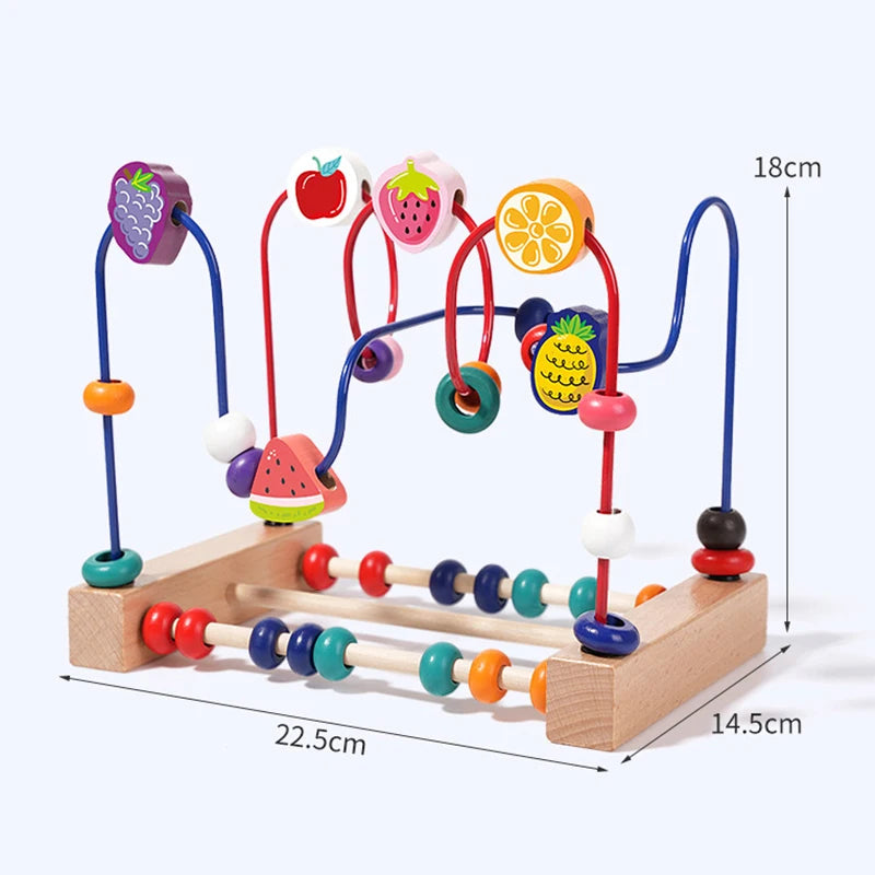 Wooden Toys Bead Maze Colorful Animals Fruits Shapes Educational Counting Learning Circle Toys Kids Classic Gifts for Toddlers Good Vibrations