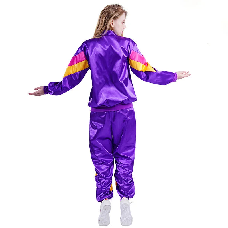 Cosplay Women Disco Suit Fancy Dress Hippie Costumes Men Disco Tracksuit Couples for Costumes Clothes Adult Carnival Costume Good Vibrations