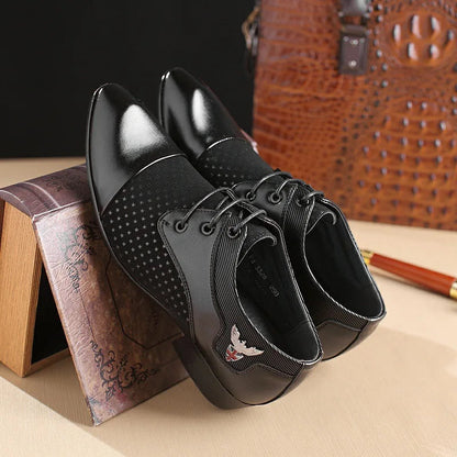 Mens Dress Shoes for Men Lace-Up Fashion Office High Quality Leather Comfy Business Man Formal Shoe Wedding Party Style Footwear Good Vibrations