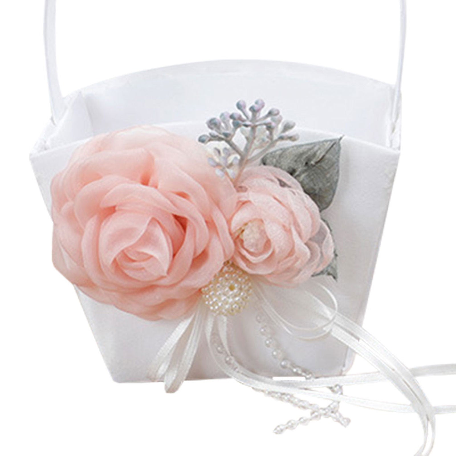 Portable Wedding Flower Basket Home Organizers Ring Pillow Flowerpot With Handle White Romantic Party Decoration Photo Prop Good Vibrations