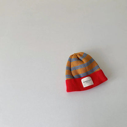 Fashion Striped Kids Knit Hat Boys Beanie Cap Girls Bonnet Cap With Label Korean Style Winter Autumn Infant Baby Accessories Good Vibrations