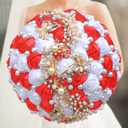 Green Crystal Wedding Bouquet Red Brooch bouquet wedding Wedding flowers Bridal Bouquets Good Vibrations