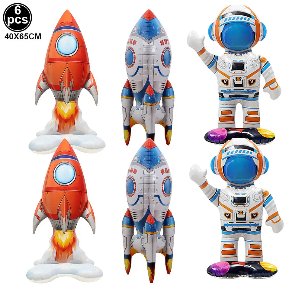 4D Standing Astronaut Spaceman Balloons Rocket Foil Balloons Kids Toys Baby Shower Outer Space Themed Birthday Party Decorations Good Vibrations