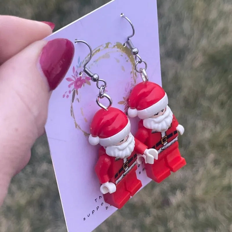 New Christmas Santa Claus Pendant Women's Hook Earrings Creative Santa Claus Statue Handmade Jewelry Earrings Christmas Gift Good Vibrations