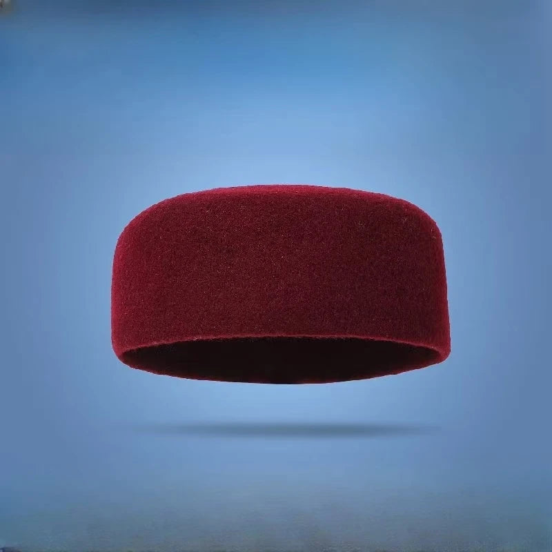 Muslim Hats for Men Red Black Berets Real Wool Elegant Headwear Islamic Hijabs Dancing Party Outdoor Prayer Caps African Hat Good Vibrations