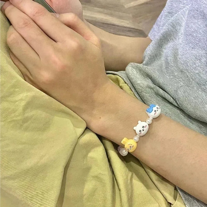 Chiikawas Bracelet Cute Cartoon Figure Resin Bracelets Jewelry Girls Women Friendship Fashion Birthday Gifts Beads Accessories Good Vibrations