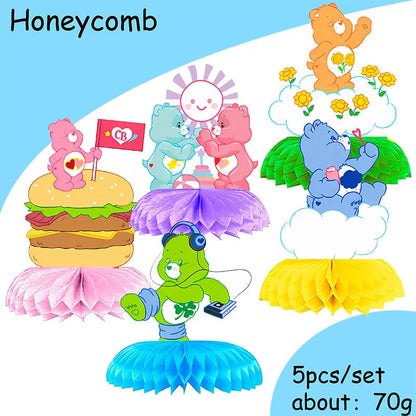 Care Bear Party Supplies Disposable Plate  Napkin Tablecloth Cake Topper Gifts Bag Kids for Birthday Party Decorations Set Gifts Good Vibrations