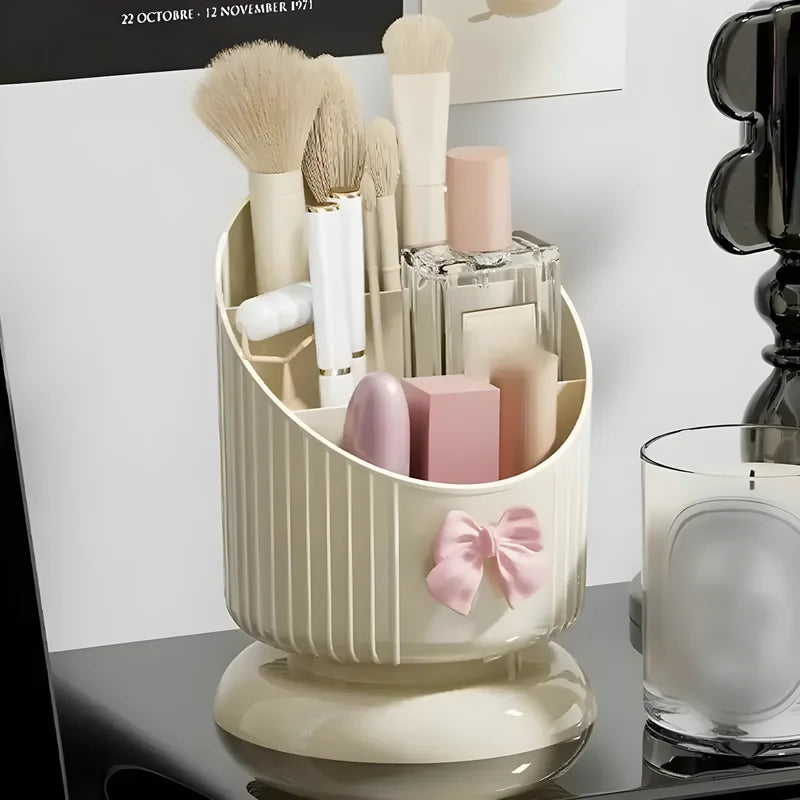 Makeup Brush Organizer with 3 Slots Cosmetic Storage Bucket with Cute Accessory Makeup Organizer Countertop for Vanity Good Vibrations