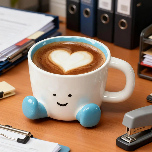 Cute Coffee Mug Adorable Home Kitchen Drinkware Ceramic Funny Coffee Cup for Latte Water Milk Hot Cocoa Cold Hot Drinks Beverage Good Vibrations