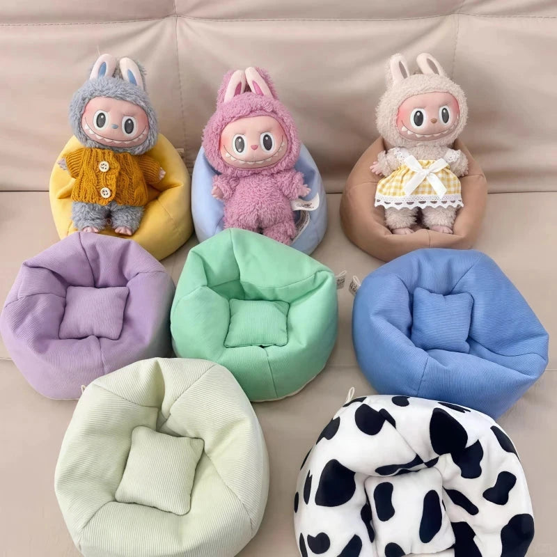 Labubu Doll Sofa for Labubu Mini Lazy Sofa Bed V1 V2 V3 DIY Clothing Accessories Cute Doll Cushion Children's Toy Gift Good Vibrations