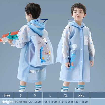 Cute Kids Raincoat Wateproof Children Dinosaur Unicorn Rain Poncho Rain Coat Jacket With Backpack Position Student RainWear Good Vibrations