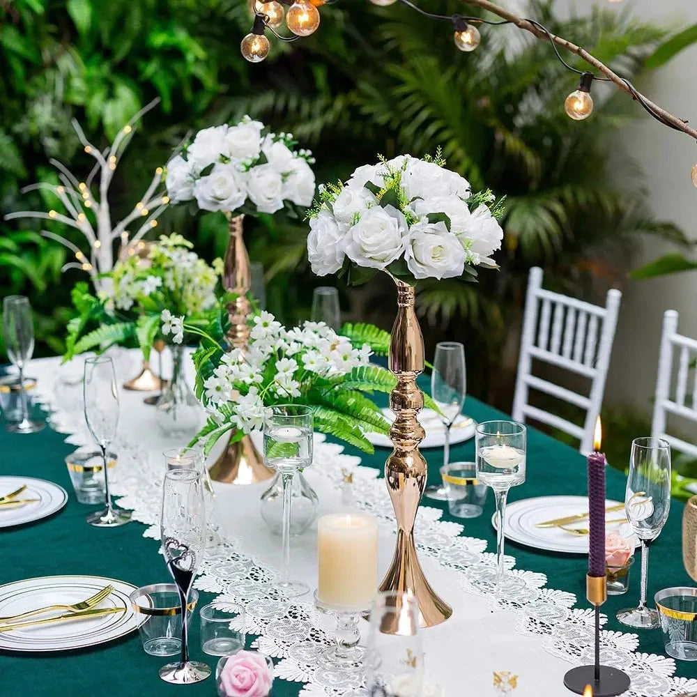 Metal Candle Holders Flowers Vase Candlestick Centerpieces Road Lead Candelabra Centerpieces Wedding porps Christmas decoration Good Vibrations