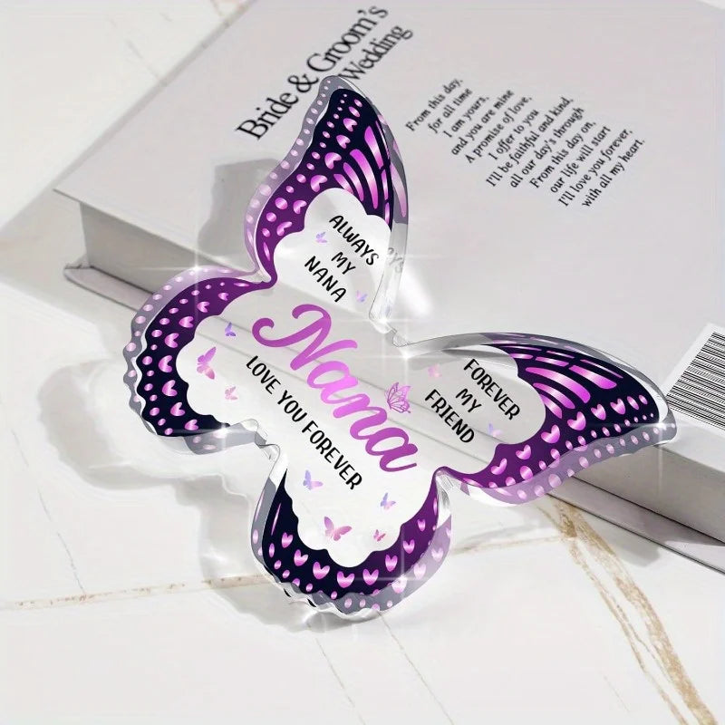 Nana Gifts from Grandkids – Butterfly Acrylic Plaques. Birthday, Valentines, Mother's Day, Xmas, Thanksgiving from Grandkids. Good Vibrations
