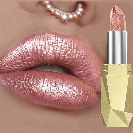1PC  Metallic Lipstick Longlasting Glitter Lip Glaze  Waterproof Moisturize Red Luminous liptint Shimmer Shiny Lipgloss Makeup Good Vibrations