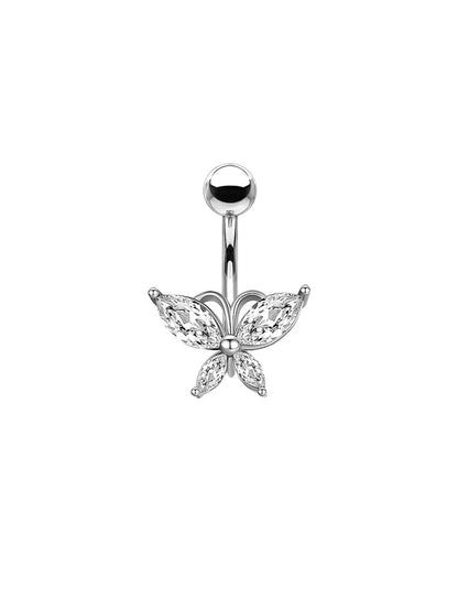 Butterfly Dangle Belly Button Ring Surgical Steel Navel Rings Pink Zircon Umbilical Ring Hypoallergenic Tummy Ring  Piercing Good Vibrations Adult Super Store
