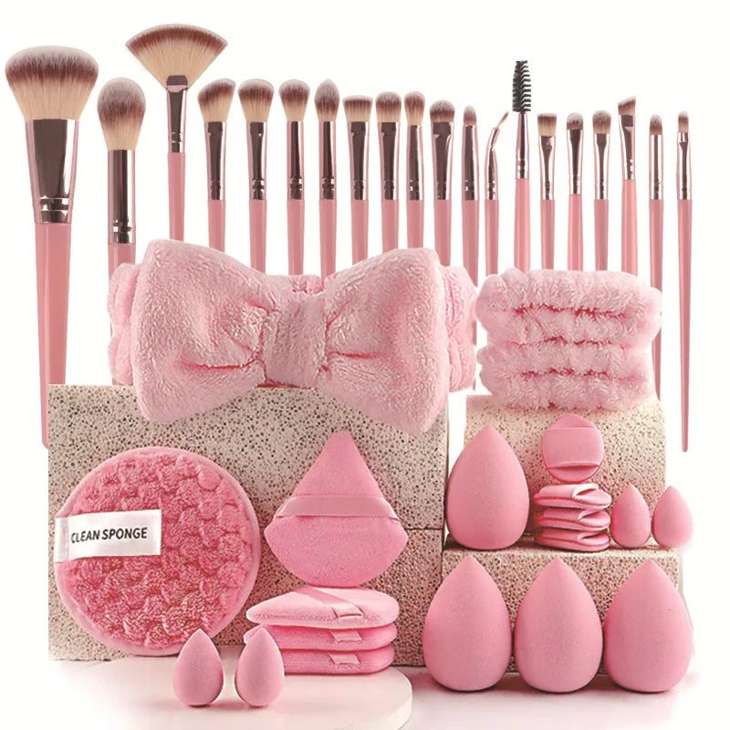 56-Piece Make up Brush Set (chocolate)- Full Face Cosmetics Kit , Eyeshadow Blending Brushes & Beauty Sponge  make up brushes Good Vibrations