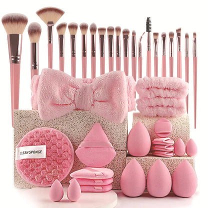 56-Piece Make up Brush Set (chocolate)- Full Face Cosmetics Kit , Eyeshadow Blending Brushes & Beauty Sponge  make up brushes Good Vibrations