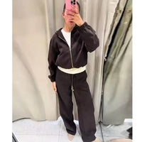 Women's Sets Autumn 2025 New Pants Set Fashion Hooded Elegant Women's Elastic Waist Pants 2-piece Street Chic Youth Autumn Sets Good Vibrations