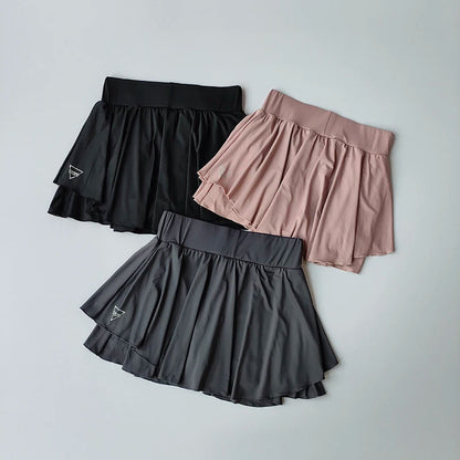 Sports skirt fake two-piece running skirt womensummer quick drying hip covering light proof breathable tennis Yoga skirt pants Good Vibrations