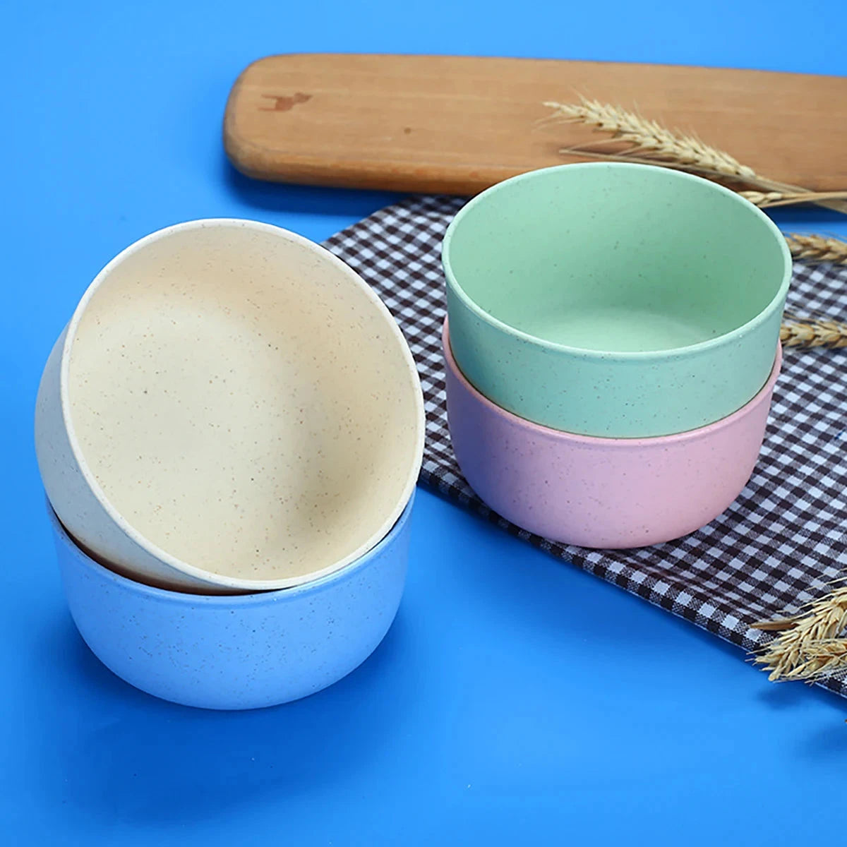 Fork Spoon Chopsticks Bowls Cup Dish Dinnerware Set High Grade Wheat Straw Tableware Children's Unbreakable Dishes Camping Set Good Vibrations