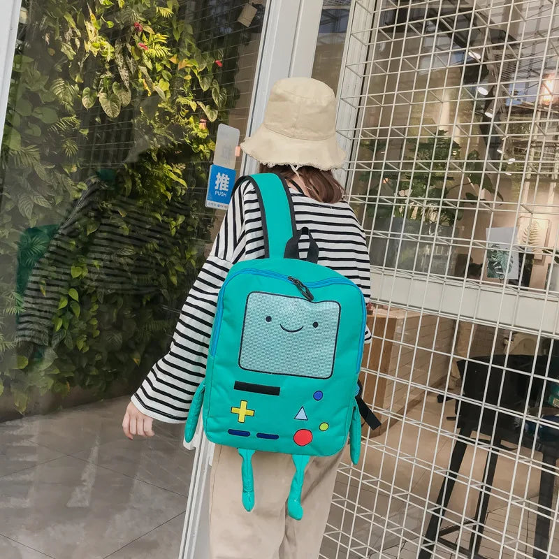 Kawaii 3D Cartoon Robot Backpack 14 Inch Canvas School Bag Fashion Unisex Student Outdoor Rucksack Cute Back To School Kids Gift Good Vibrations
