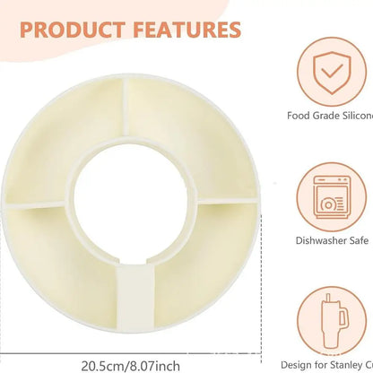 New Silicone Snack Bowl with Cover for Stanley 40oz Divided Snack Tray 4 Divided Snack Plates Stanley Cup Accessories 1PC Good Vibrations