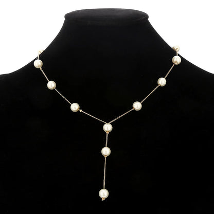 4pcs Gold-color Necklace Earring Bracelet Set Ladies Elegant Imitation-Pearls Collection Temperament Tassel Jewelry Good Vibrations Adult Super Store