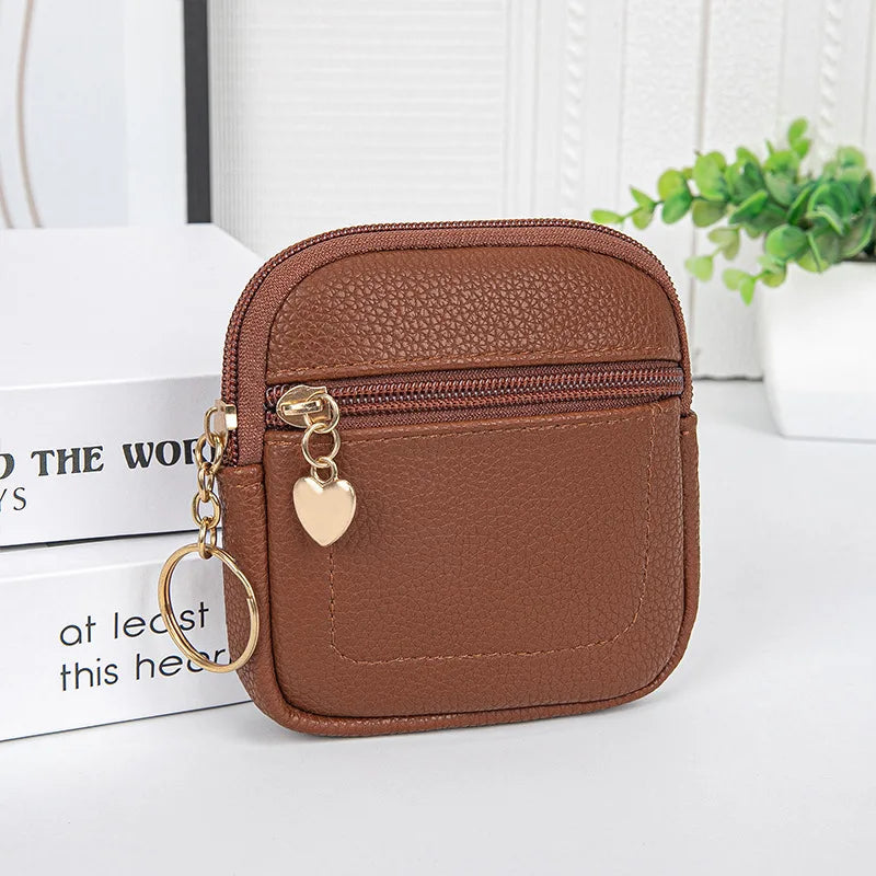 New Coin Purse Portable Wrist Bag PU Leather Money Coin Purse with Key Ring Pocket Purse Keychain Wallet for Women Girls Gift Good Vibrations