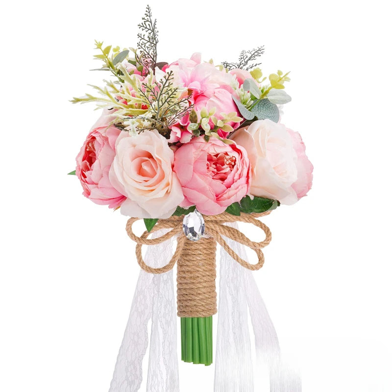 30CM Wedding Decoration Bridal Holding Flowers Artificial Roses Bundle Home Decoration Photography Props Silk Flowers Good Vibrations