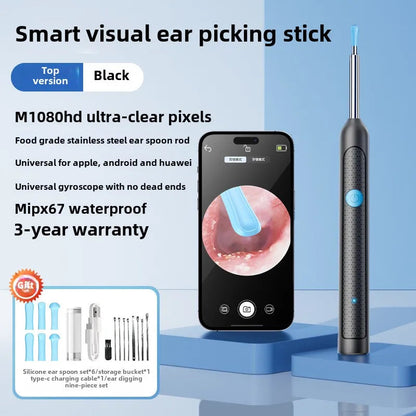 Wireless Visual Ear Endoscope Camera Ear Cleaning Tools Spoon Safe Silicone Earpick 5MP Camera Ear Wax Remover Luminous Otoscope Good Vibrations