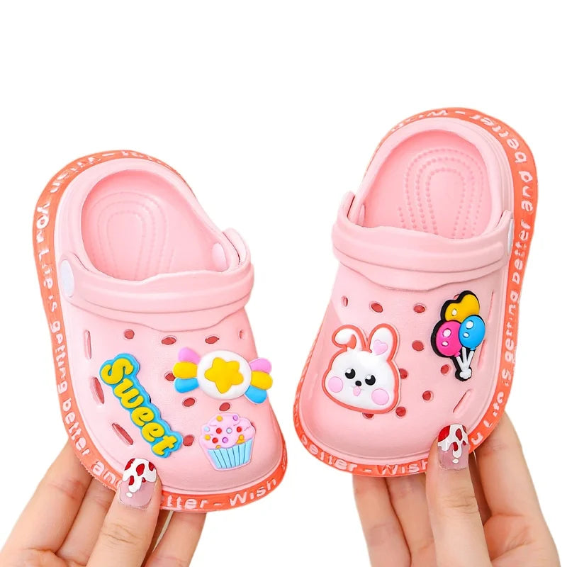 Summer Children Garden Slippers Shoes Boys&Girls Beach Sandal Kids Lightweight Breathable Cute Cartoon Slip Baby Slippers Good Vibrations