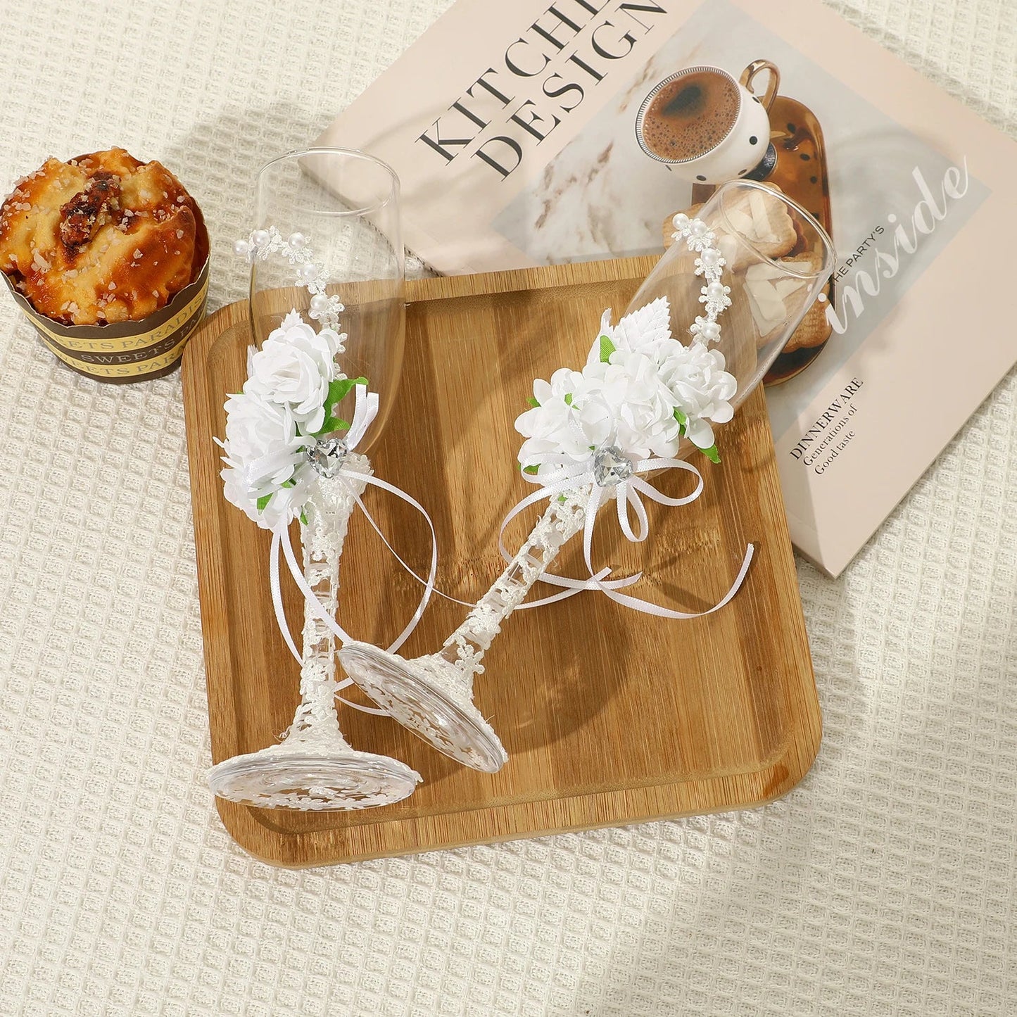 Wedding Champagne Glasses for Bride and Groom Wedding Toasting Flutes Good Vibrations