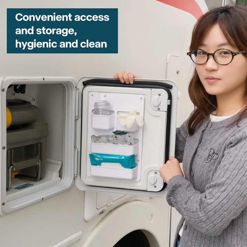 Camper RV Door Organizer Storage Box ABS Compartment Shelf for Motorhome Caravan Van Waste Tank Hatch Good Vibrations