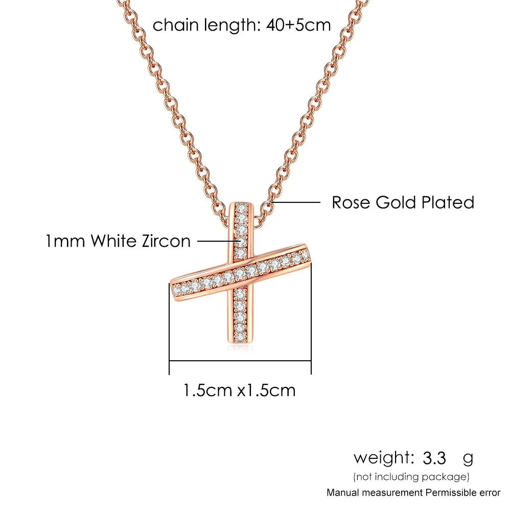 X Cross Pendants Necklace for Women Aesthetic Crosses Rose Gold Color Choker Chain on Neck Collar Necklace Fashion Jewelry N205 Good Vibrations