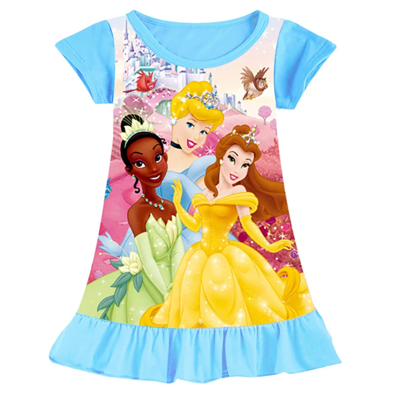 New kids Nightdress Elsa Cartoon Dress Minnie Printing Sleepwear Girls Nightgowns Children Party Dresses Pajamas Girls Dress Good Vibrations