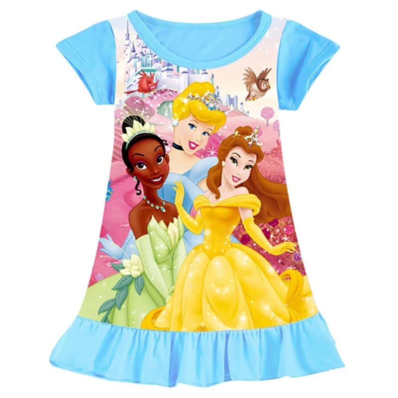 New kids Nightdress Elsa Cartoon Dress Minnie Printing Sleepwear Girls Nightgowns Children Party Dresses Pajamas Girls Dress Good Vibrations