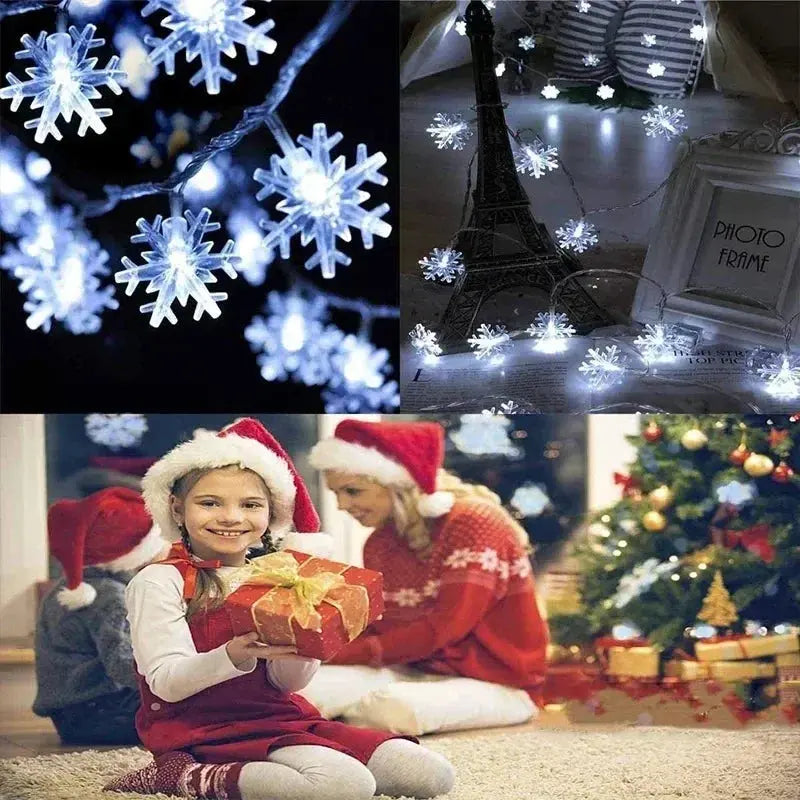 Christmas Tree Decorations 1M-30M LED Garland Holiday Snowflakes String Fairy Lights Ornaments for Home Party Noel Navidad 2026 Good Vibrations