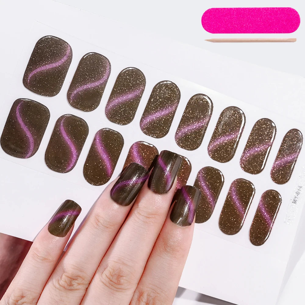 UV Semi-Cured Gel Nail Wraps Stickers Strips French Long Lasting Full Cover LED Gel Semi Cured Nail Sliders For Nail Extension & Good Vibrations