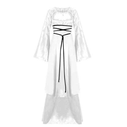 Halloween Cosplay Party Comfortable Dress Elegant Dress Long-Sleeved Round-Neck Belted Irregular Dress Retro Design Clothing Good Vibrations